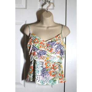 Sweet Lemon Floral Cami with Smocked Back sz L